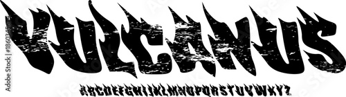 Vulcanus Burning Grunge Typeface – Extreme Flame Display Font for Metal Music Logos, Horror Posters, Album Covers, and Aggressive Graphic Design