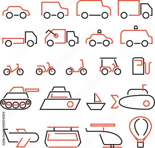 Transport and Vehicle SImple Icon Set