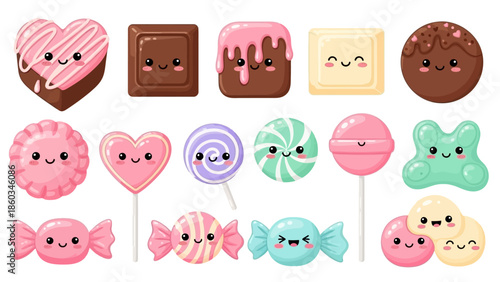 Kawaii Candy Collection - Adorable Sweets with Cute Faces.