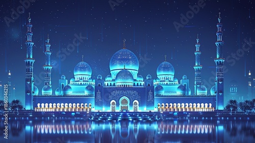 Contemporary Islamic Architecture Illustration with Elegant Minimalist Aesthetic