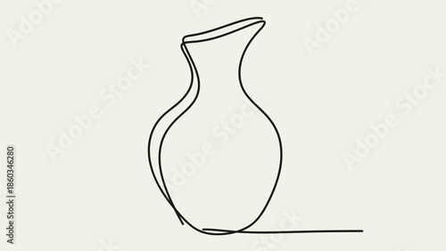 Elegant Single Line Drawing of a Classic Vase Silhouette.