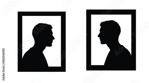 Two skateboarders in mid air performing tricks a dynamic black silhouette