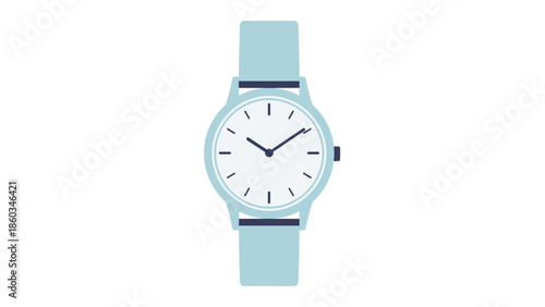 Elegant Wristwatch with Light Blue Band and White Face.