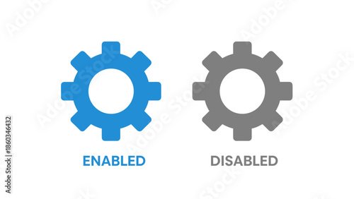 Enabled and Disabled Settings Gears Visual Representation of System States.