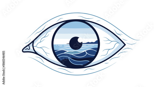 Eye Reflecting Ocean Scene A Vision of Natures Depth.