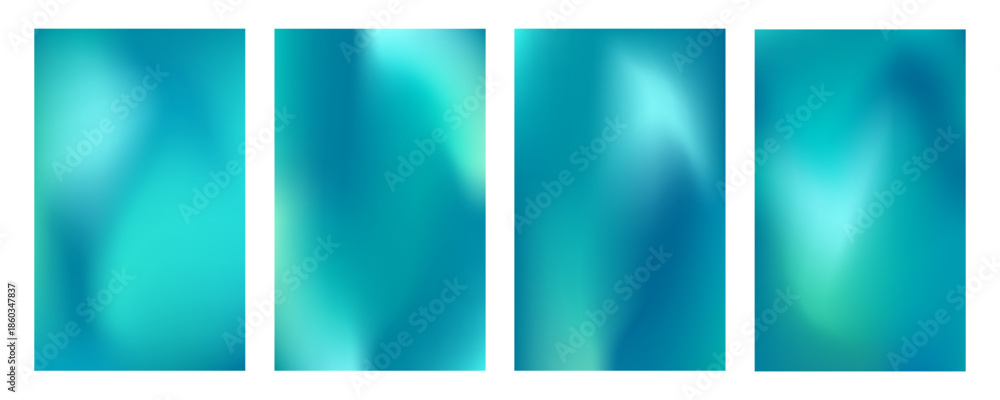 Fototapeta premium Set of liquid aquamarine colored gradient posters