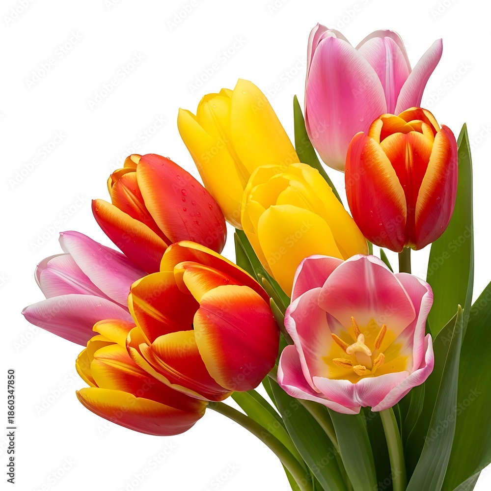 Fototapeta premium Colorful Tulip Bouquet - A Vibrant Floral Display.