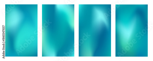 Set of liquid aquamarine colored gradient posters