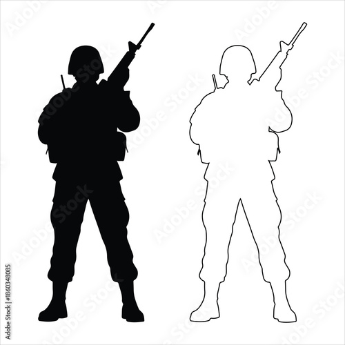 Soldier man salute silhouette. Vector illustration. simple, flat, and minimalist silhouette of a soldier man silhouette vector illustration
