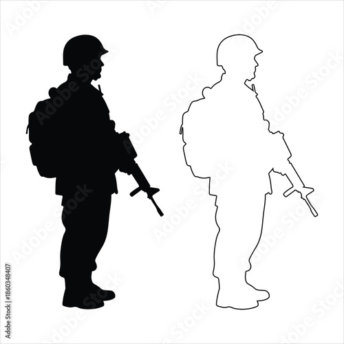 Soldier man salute silhouette. Vector illustration. simple, flat, and minimalist silhouette of a soldier man silhouette vector illustration