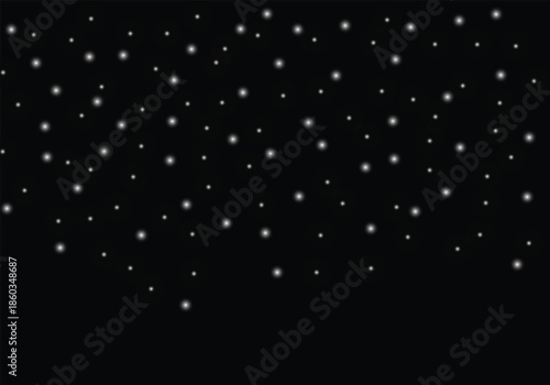 Black Starry Background with Glowing White Particle Lights