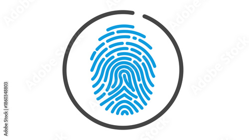Fingerprint Icon in Circle Unique Identification and Security Concept.