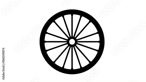 Simple Black Silhouette of a Wagon Wheel vehicle transportation