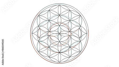 Flower of Life Sacred Geometry Pattern in Circular Design.