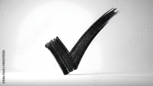 Hand Drawn Black Check Mark on White Background Keywords: check mark, tick, checklist, approval