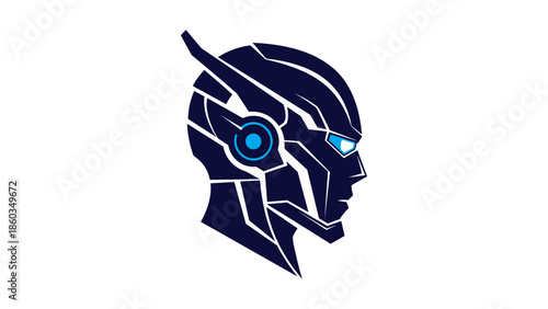 Futuristic Robot Head Profile with Glowing Blue Accents.