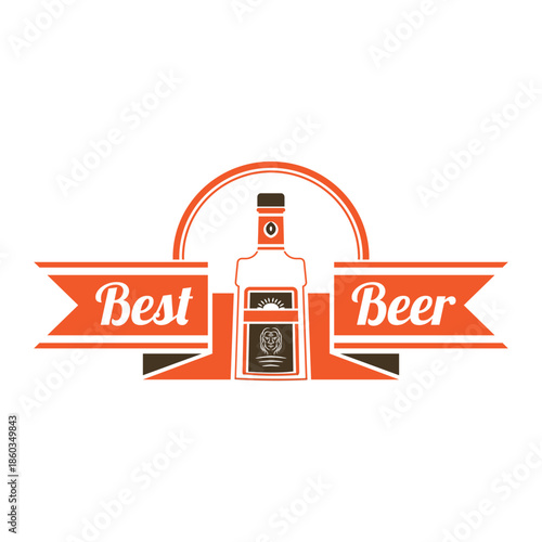 Vintage beer house logotype with bottle design. Craft beer logo. Lager pub brewery illustration vector