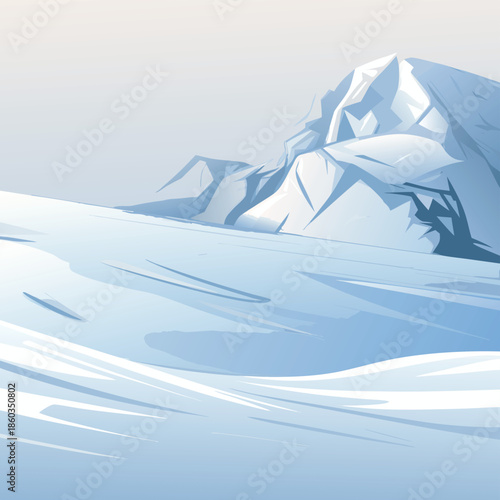 A breathtaking winter mountain landscape features snow-covered peaks under a bright alpine sky in the European Alps, offering a cold panoramic view of a white glacier and rocky nature during ski seaso