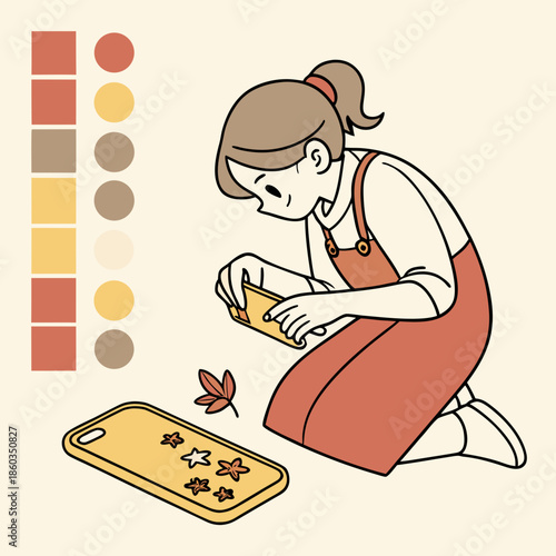 Young girl using phone for creative project