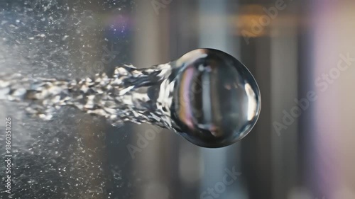 Beside a falling droplet as it descends through layers of air, every frame a study in acceleration, resistance, and grace, the unseen mathematics of velocity painted in shimmering motion trails