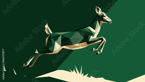 Geometric Deer Leaping with Grace A Modern Wildlife Illustration.