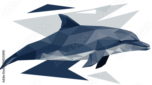 Geometric Dolphin Illustration A Modern Aquatic Art Piece.