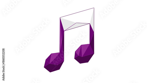 Geometric Purple Music Note with Folded Paper Effect.