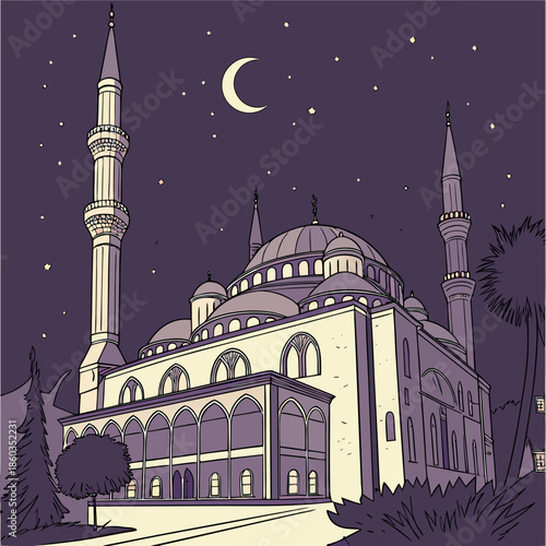 blue mosque at night