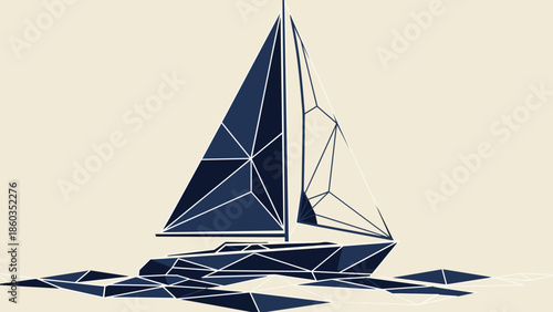 Geometric Sailboat Illustration A Modern Take on Nautical Design.