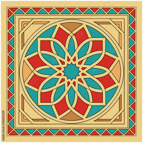 oriental mandala motif on white