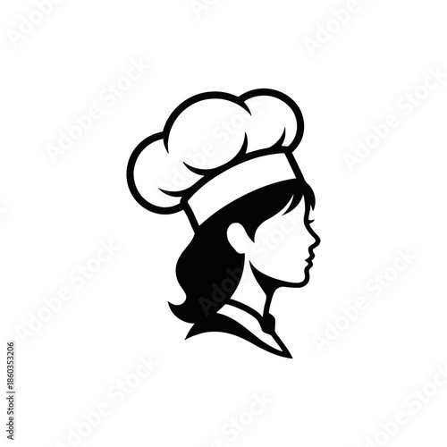 Woman's head wearing a chef's hat