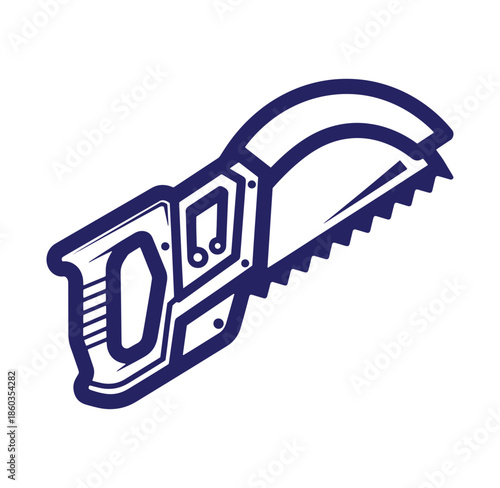 Simple illustrated hand saw vector design for carpentry and woodworking projects