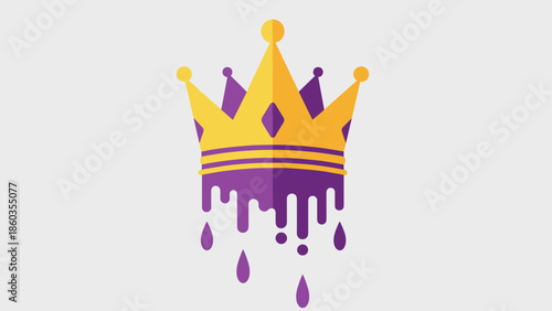 Golden Crown with Dripping Purple Paint A Symbol of Royalty and Creativity.