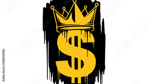 Golden Dollar Sign with Crown Symbol of Wealth and Prosperity.
