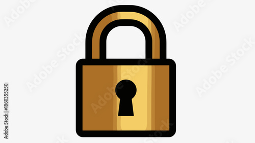 Golden Padlock Security Icon Symbol of Protection and Privacy.