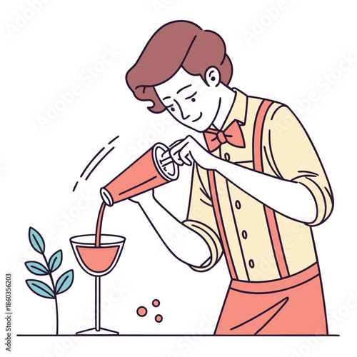 Bartender Pouring Cocktail into Glass