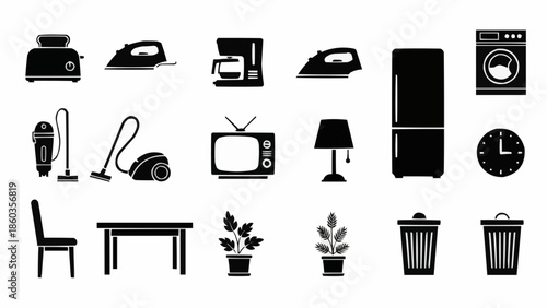 Collection of Household Appliances and Furniture Icons.