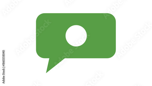 Green Speech Bubble with White Circle Communication and Notification Icon.