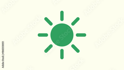 Green Sun Icon Symbolizing Sustainability and Renewable Energy.