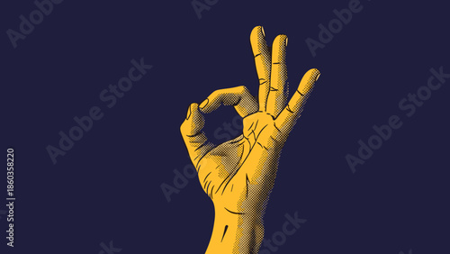 Hand Gesture The Okay Sign in Detailed Illustration.