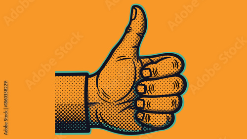 Hand Gesture Thumbs Up Symbol of Approval and Positive Affirmation.
