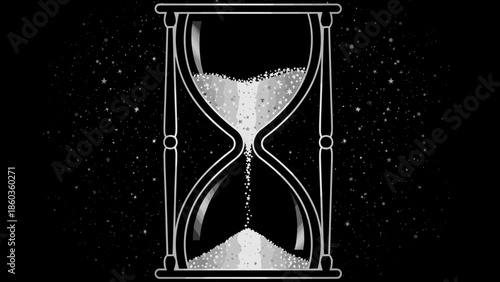 Hourglass Time Passing Sand Flowing in a Vintage Timer.