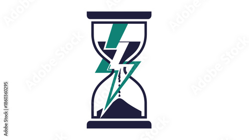 Hourglass with Lightning Bolt A Symbol of Time and Energy.