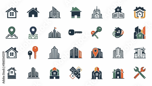 Real Estate and Property Icons - A Comprehensive Vector Set.