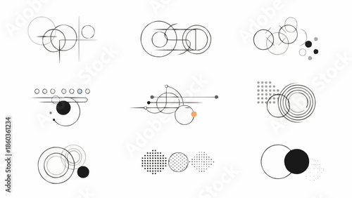 Geometric Abstract Art - Minimalist Circle and Line Compositions.