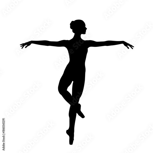 Silhouette of a Ballerina Performing a Graceful Dance Pose.