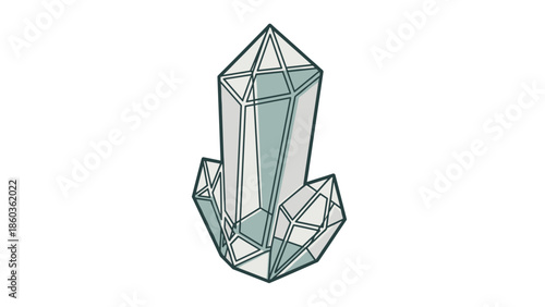 Illustration of a Crystal Formation with Geometric Facets.