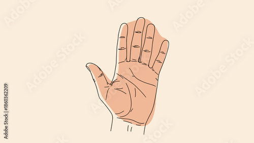 Illustration of a hand with fingers extended in a stop gesture.