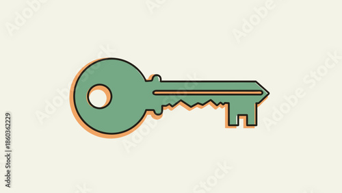 Illustration of a Key with a Round Head and Jagged Edge.