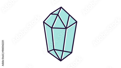 Illustration of a Light Blue Crystal with Dark Outlines.